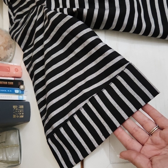 Frnch Paris Leane Coat Black Stripe Large Wide Sleeve Boxy Lagenlook - Picture 2 of 12